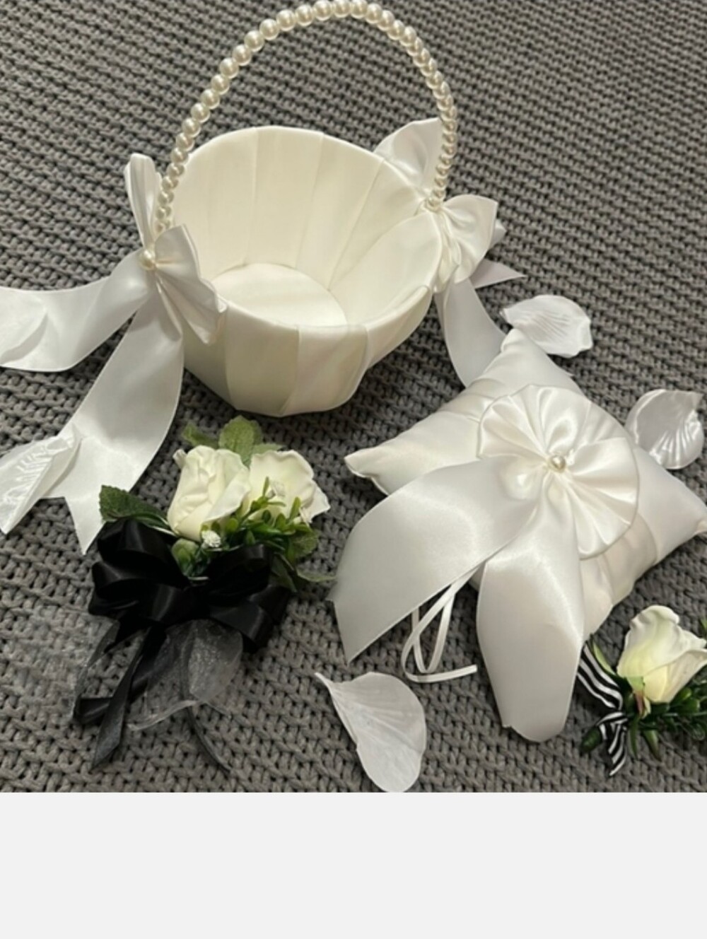 Beautiful Ivory Satin 4-Piece Wedding Ceremony Set – Pristine Condition!